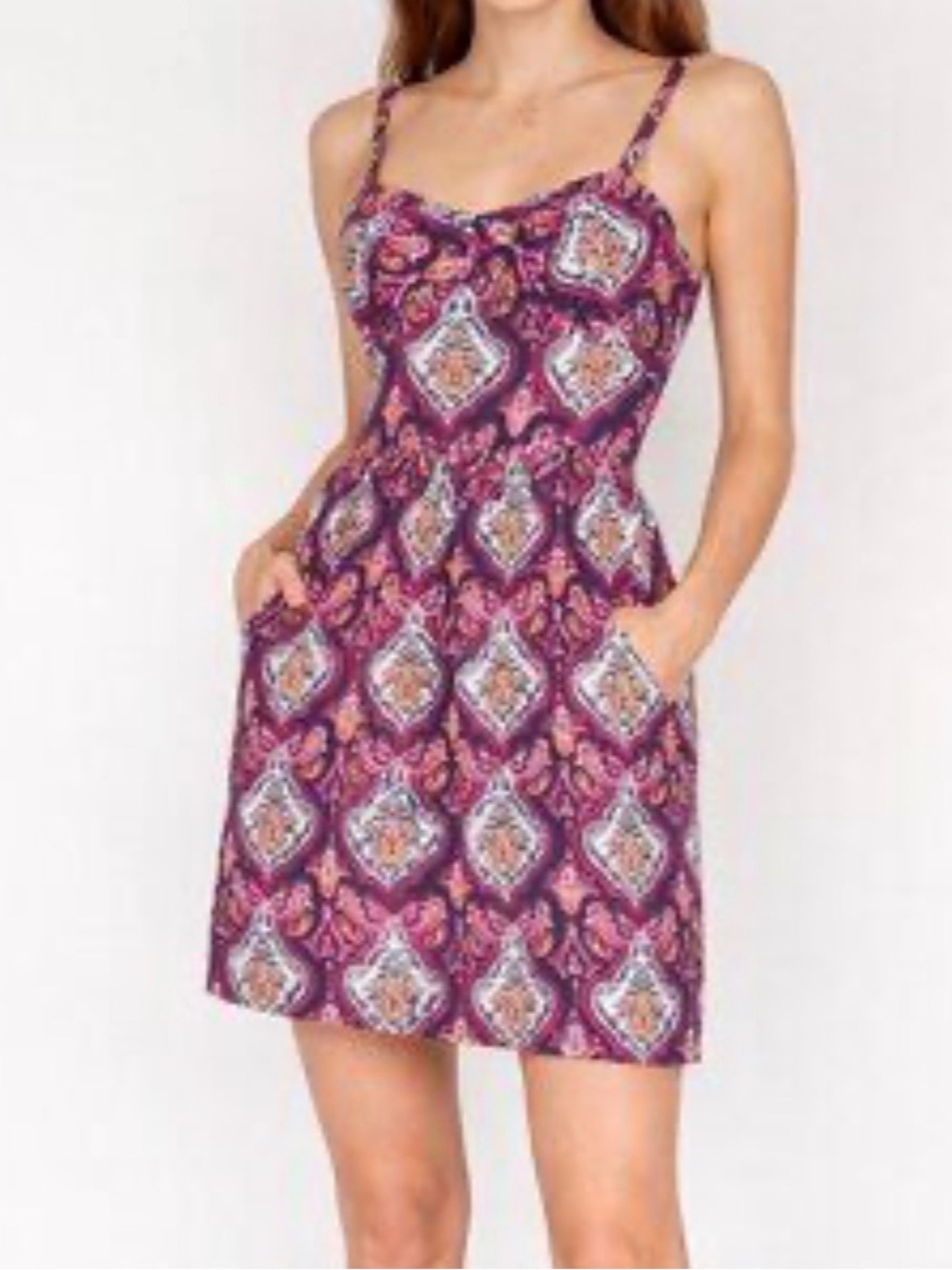 J. Crew Purple Printed Spaghetti-Strap Mini Dress Sz 6